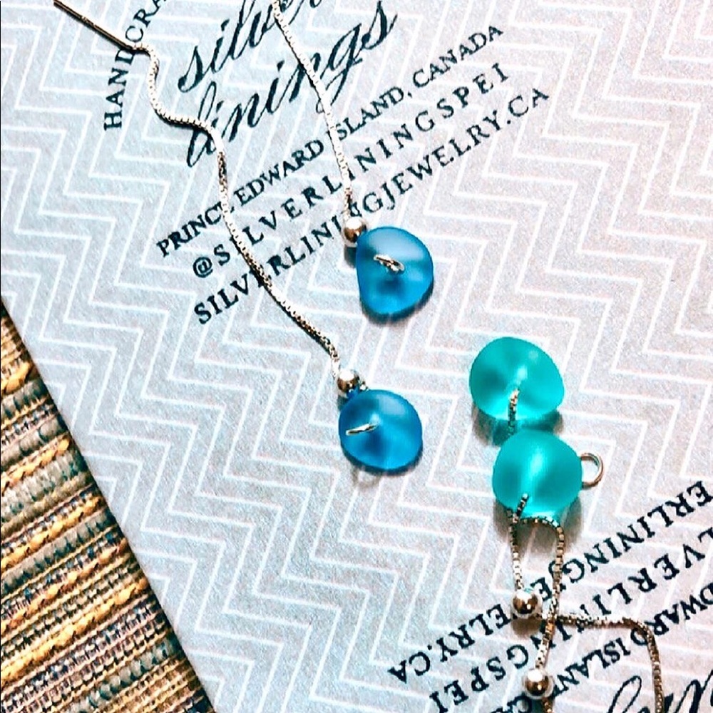 Handcrafted Sterling Silver sea glass earrings - Picture 5 of 11